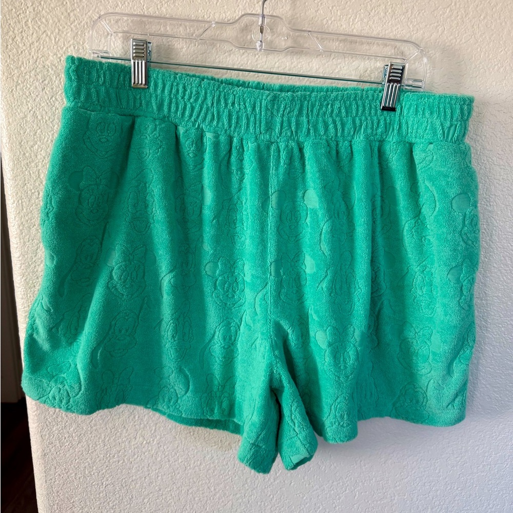 Turquoise Disney terry Mickey and friends shorts size L